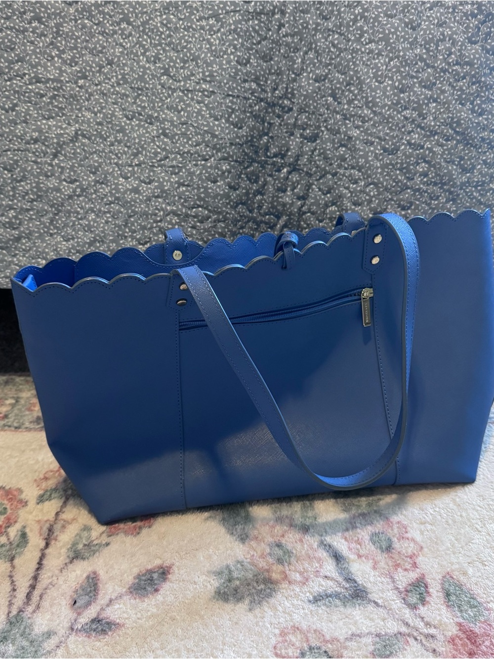 Levenger Cobalt Scalloped Tote
